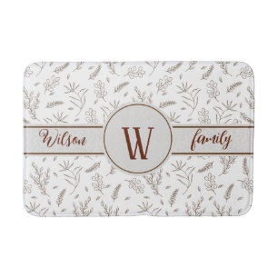 Plants Pattern 5 Background Colour Options Bath Mat