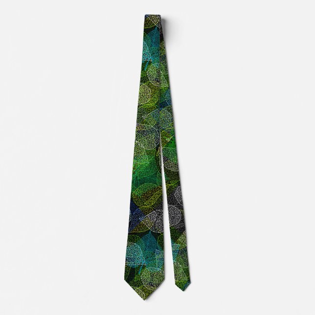 Plants pattern A02.b Leaves Black BG Tie (Front)