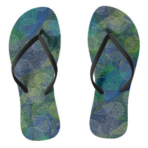 Plants pattern A02.b Leaves D Blue BG Jandals