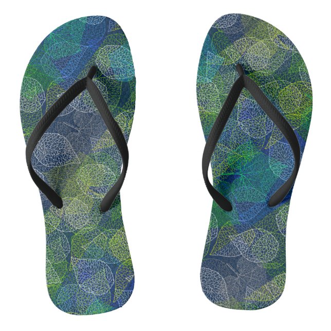 Plants pattern A02.b Leaves D Blue BG Jandals (Footbed)