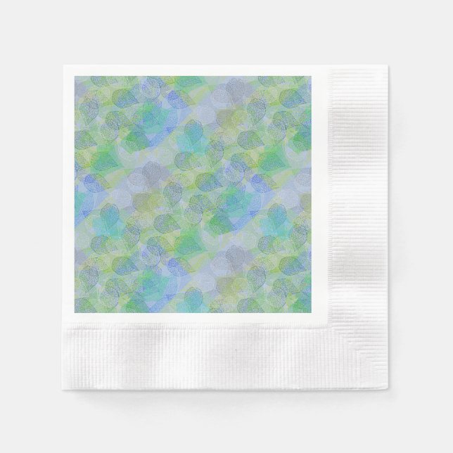 Plants pattern A02.b Leaves LBlue BG Napkin (Front)
