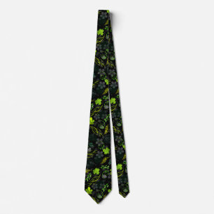 Plants pattern A03.b Black BG Tie