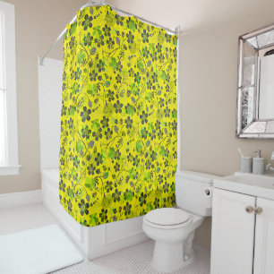 Plants pattern A03.b Yellow BG Shower Curtain