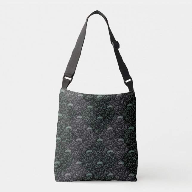 Plants pattern A04b Black BG Crossbody Bag (Front)