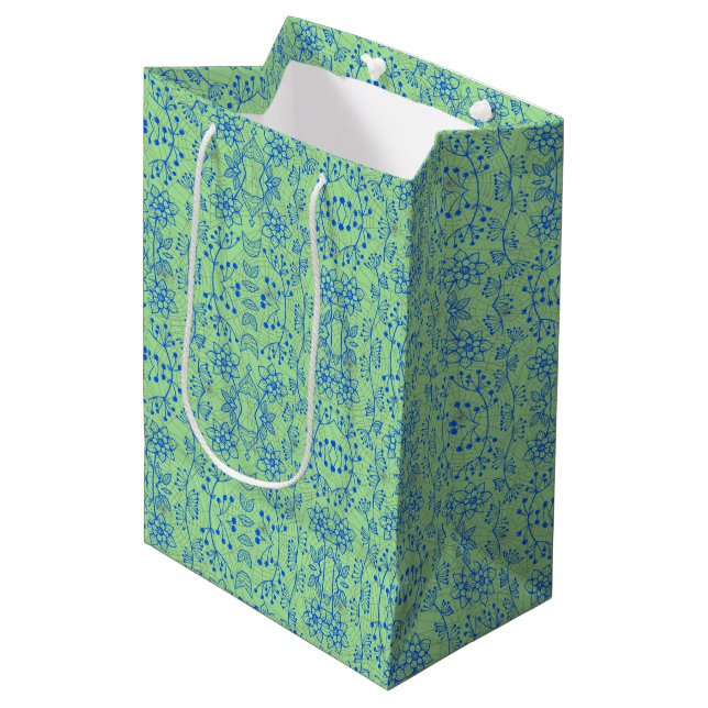 Plants pattern A08.b boho. lgreen BG Medium Gift Bag (Front Angled)