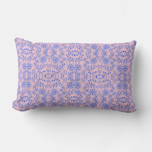 Plants pattern A08.b boho. lpink BG Lumbar Cushion (Front)