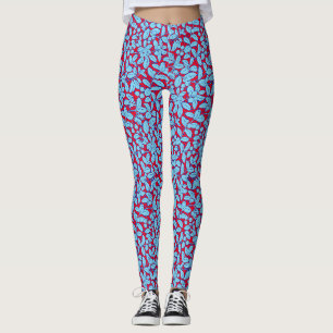 Plants pattern A09w Red BG Leggings