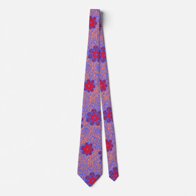Plants pattern A13.b Orange BG Tie (Front)