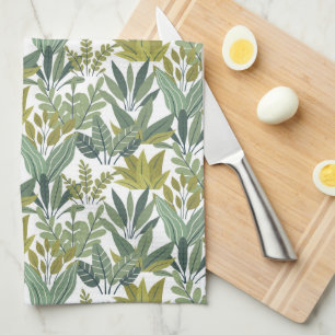 Plants pattern tea towel