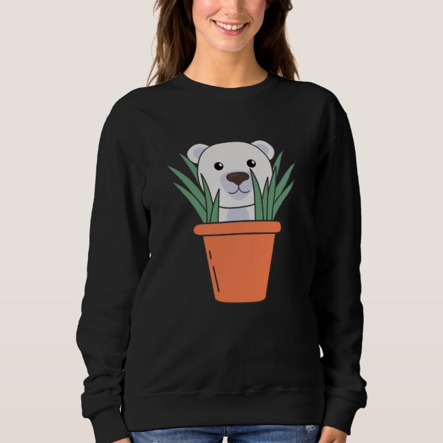 Plants Polar Bear Bears Flower Pot Bear Polar Bear Sweatshirt (Front)
