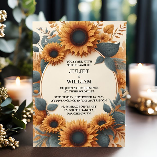 Plants Rustic Garden Greenery Sunflower Wedding Invitation (Creator Uploaded)