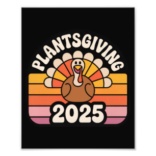 Plantsgiving 2025 Vegan Friendsgiving Retro Badge Photo Print