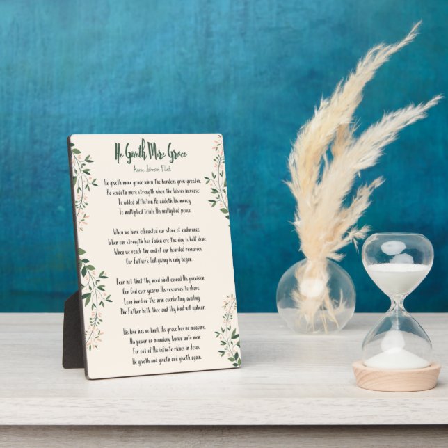 Plaque Annie Johnson Flint  - He Giveth More Grace (Side)