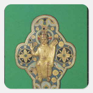 Plaque depicting God blessing Square Sticker