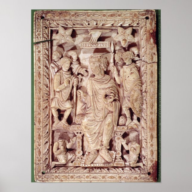 Plaque depicting King David enthroned Poster (Front)