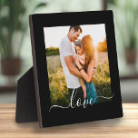 Plaque with Stand Photo Template Love Text Black<br><div class="desc">Custom Photo and Love Cursive Text Black Plaque with Stand.</div>