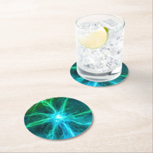 Plasma Ball Round Paper Coaster