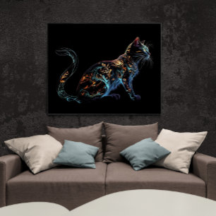 Plasma Cat on Black in Vibrant Colours Poster