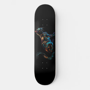 Plasma Cat on Black in Vibrant Colours Skateboard