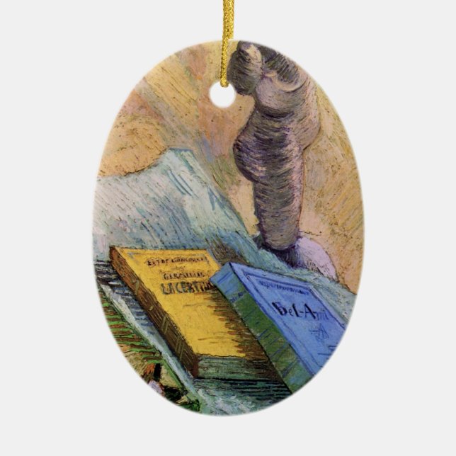 Plaster Statuette Rose and Novels Vincent van Gogh Ceramic Tree Decoration (Front)
