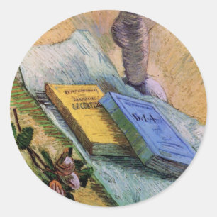 Plaster Statuette Rose and Novels Vincent van Gogh Classic Round Sticker