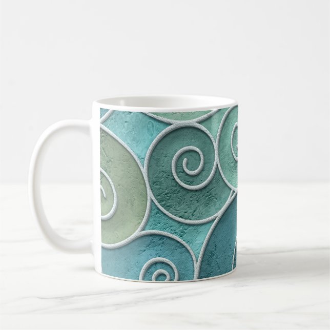 Plaster wall seamless texture with swirls pattern, coffee mug (Left)