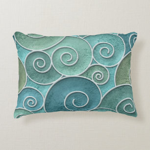 Plaster wall seamless texture with swirls pattern, decorative cushion