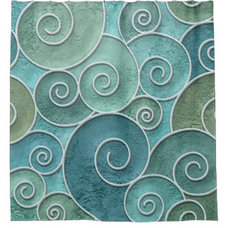 Plaster wall seamless texture with swirls pattern, shower curtain