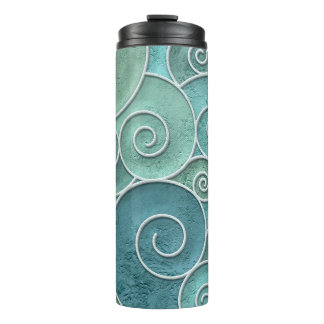 Plaster wall seamless texture with swirls pattern, thermal tumbler