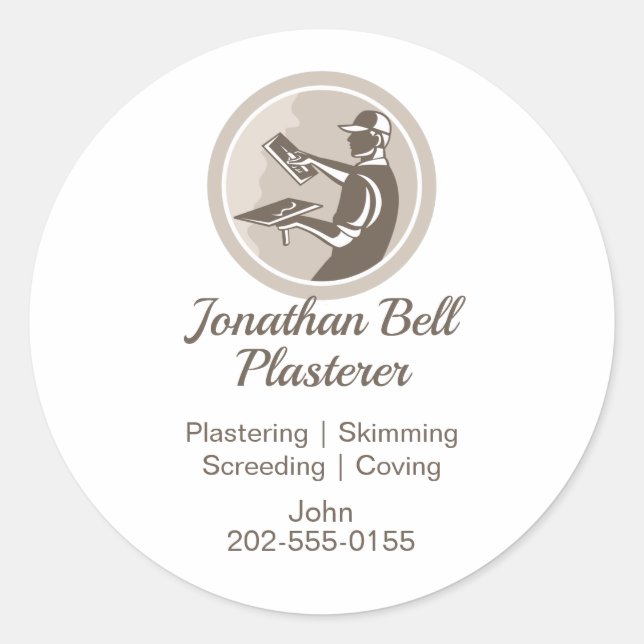 Plasterer Masonry Drywall Classic Round Sticker (Front)