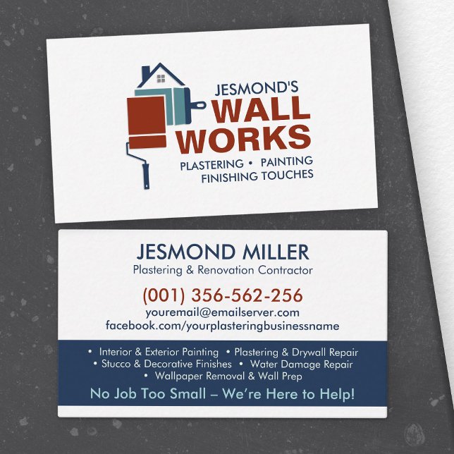 Plastering and Painting Services  Business Card (Creator Uploaded)