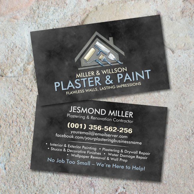 Plastering and Painting Services Watercolor art Business Card (Creator Uploaded)