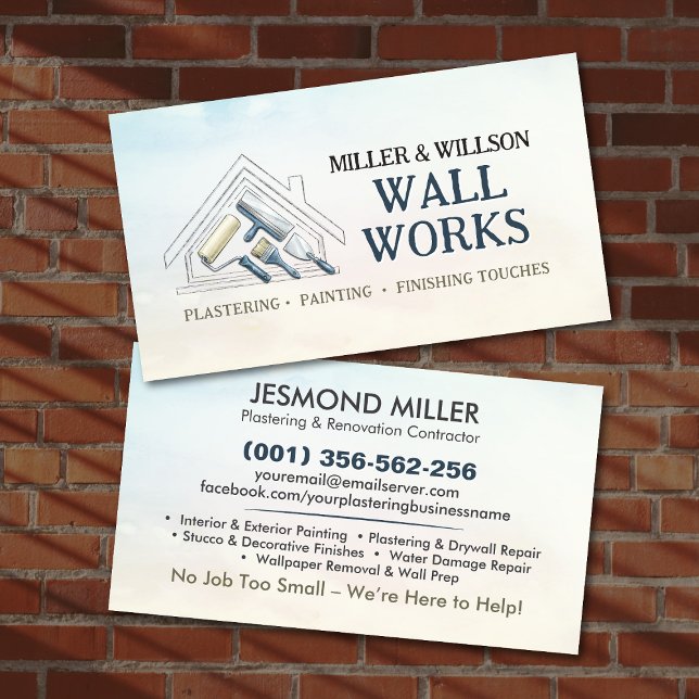 Plastering and Painting Services Watercolor art Business Card (Creator Uploaded)