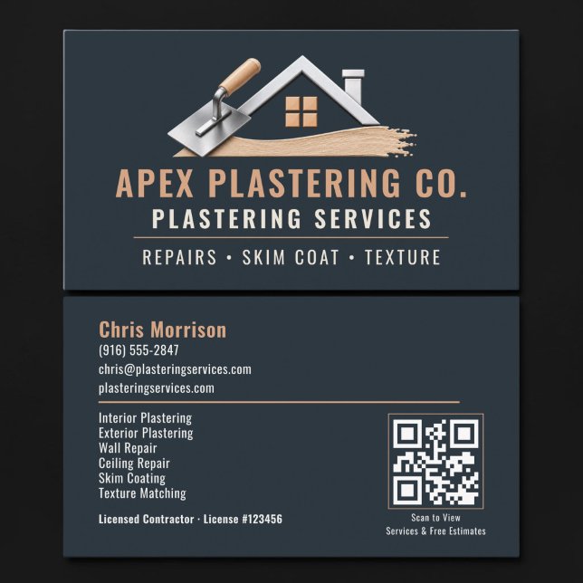 Plastering QR Code Professional Services Business Card (Creator Uploaded)