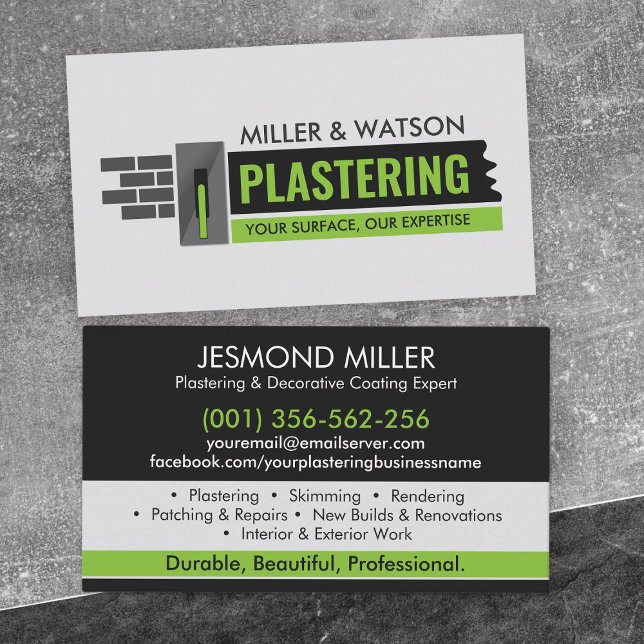 Plastering Services  Business Card (Creator Uploaded)