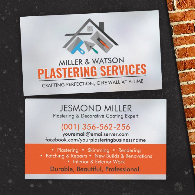 Plastering Services  Business Card (Creator Uploaded)