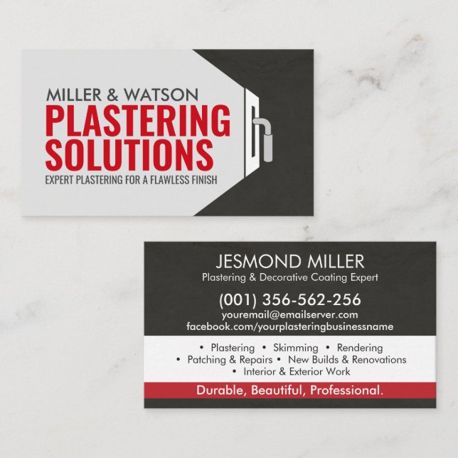 Plastering Services  Business Card (Front/Back)