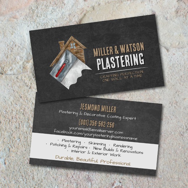 Plastering Services Drywall Professional Business Card (Creator Uploaded)