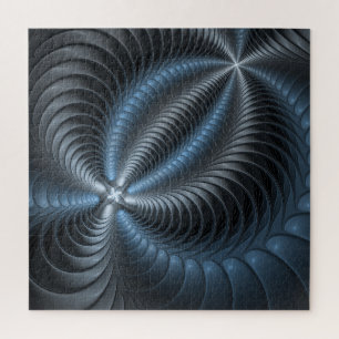 Plastic Blue Gray 3D Fractal Art Modern Abstract Jigsaw Puzzle