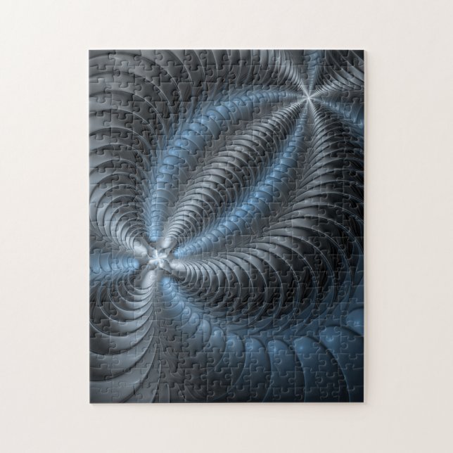 Plastic Blue Gray 3D Fractal Art Modern Abstract Jigsaw Puzzle (Vertical)