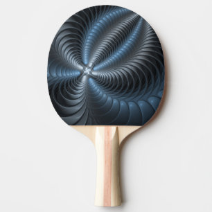 Plastic Blue Gray 3D Fractal Art Modern Abstract Ping Pong Paddle