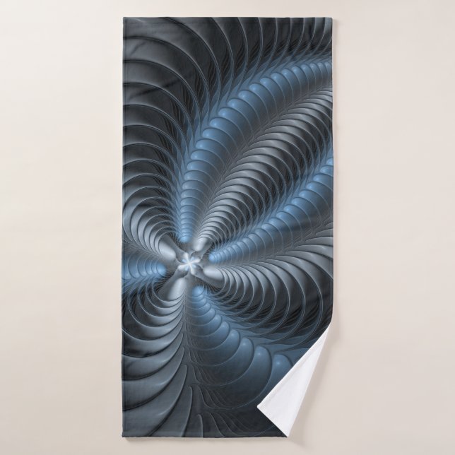Plastic Blue Grey 3D Fractal Art Modern Abstract Bath Towel (Bath Towel)
