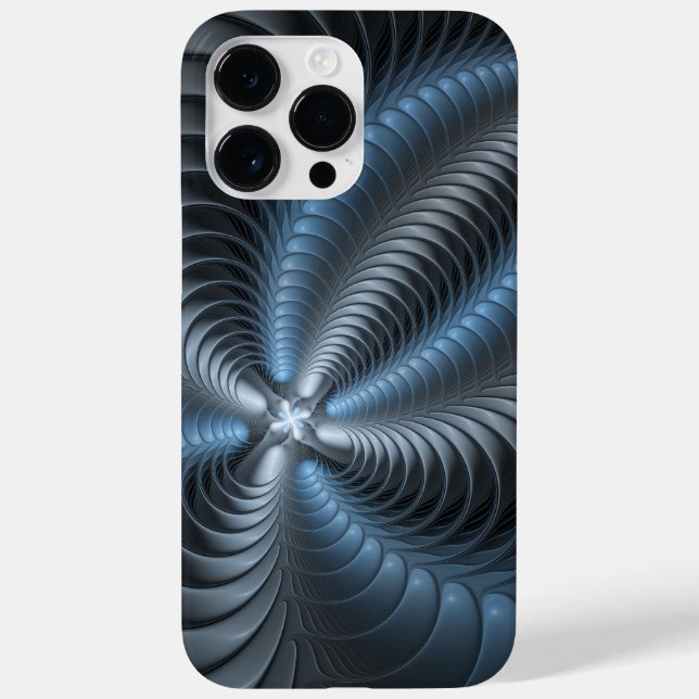 Plastic Blue Grey 3D Fractal Art Modern Abstract Case-Mate iPhone Case (Back)
