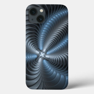 Plastic Blue Grey 3D Fractal Art Modern Abstract iPhone 13 Case
