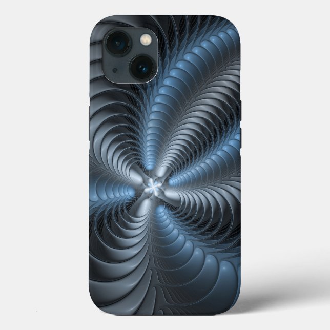Plastic Blue Grey 3D Fractal Art Modern Abstract Case-Mate iPhone Case (Back)