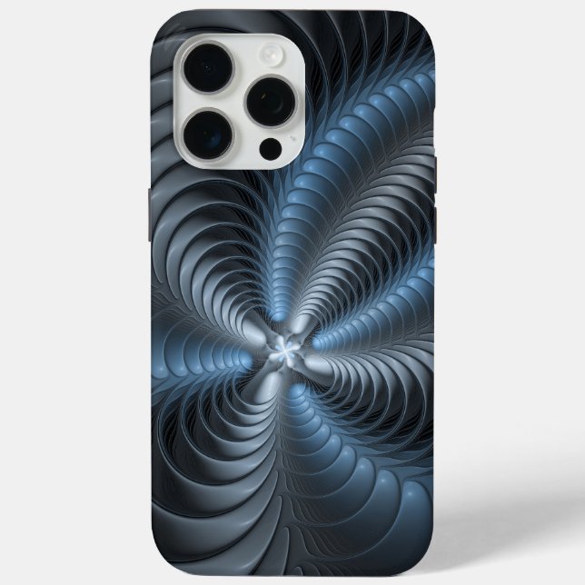 Plastic Blue Grey 3D Fractal Art Modern Abstract Case-Mate iPhone Case (Back)