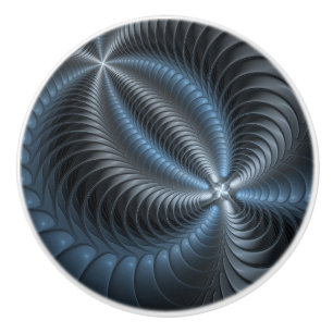 Plastic Blue Grey 3D Fractal Art Modern Abstract Ceramic Knob