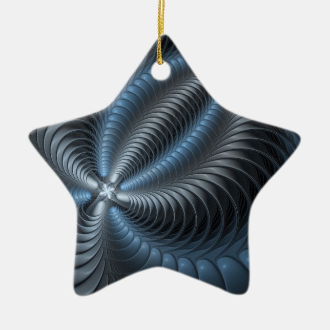 Plastic Blue Grey 3D Fractal Art Modern Abstract Ceramic Tree Decoration (Front)