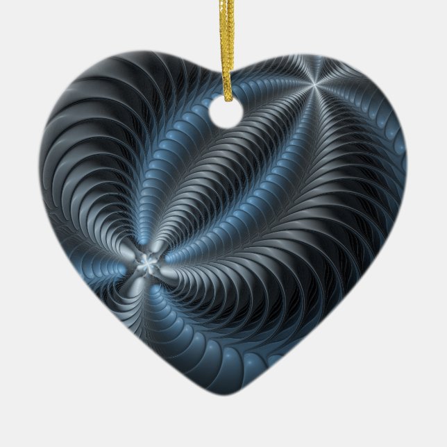 Plastic Blue Grey 3D Fractal Art Modern Abstract Ceramic Tree Decoration (Front)