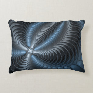 Plastic Blue Grey 3D Fractal Art Modern Abstract Decorative Cushion